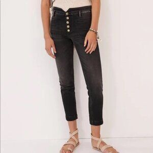 Anthropologie Pilcro Jeans Ultra High-Rise Slim Utility‎ Black Button Fly Ankle